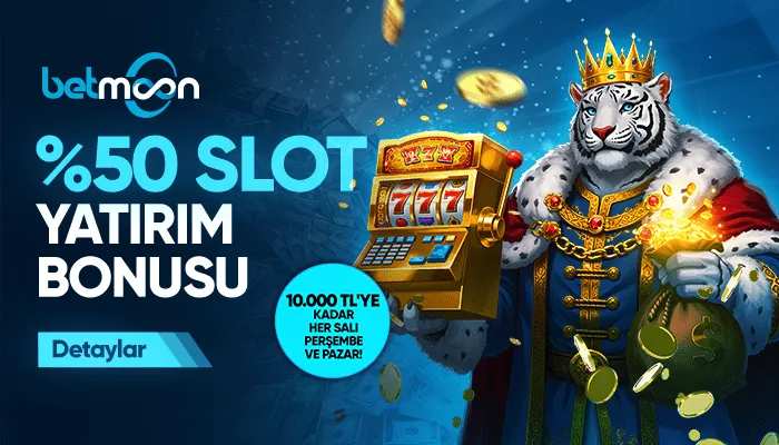 Betmoon — Salı, perşembe ve pazar %50 slot yatırım bonusu