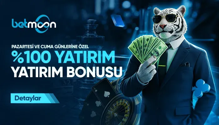 Betmoon — Pazartesi ve cuma %100 yatırım bonusu